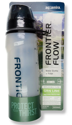 Aquamira Frontier Flow Filter Bottle Green