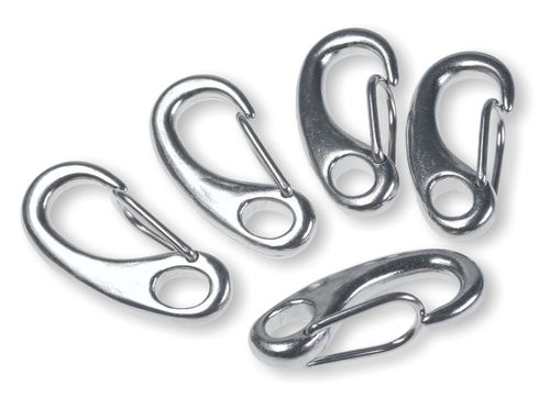 5x V4A-stainless-steel snap-hooks 50 mm